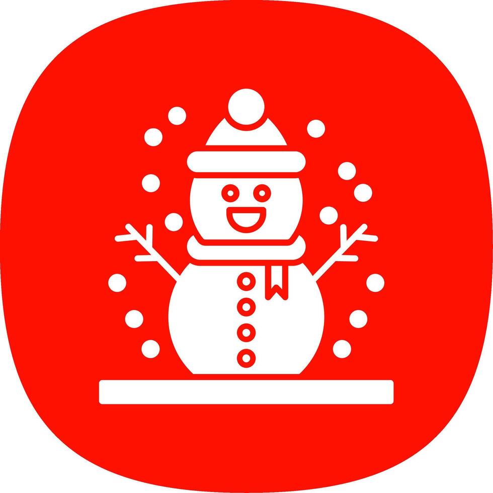 Snowman Glyph Curve Icon vector