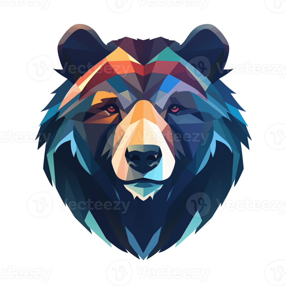 Collection of Colorful Abstract Bear Head Logo Designs Isolated png