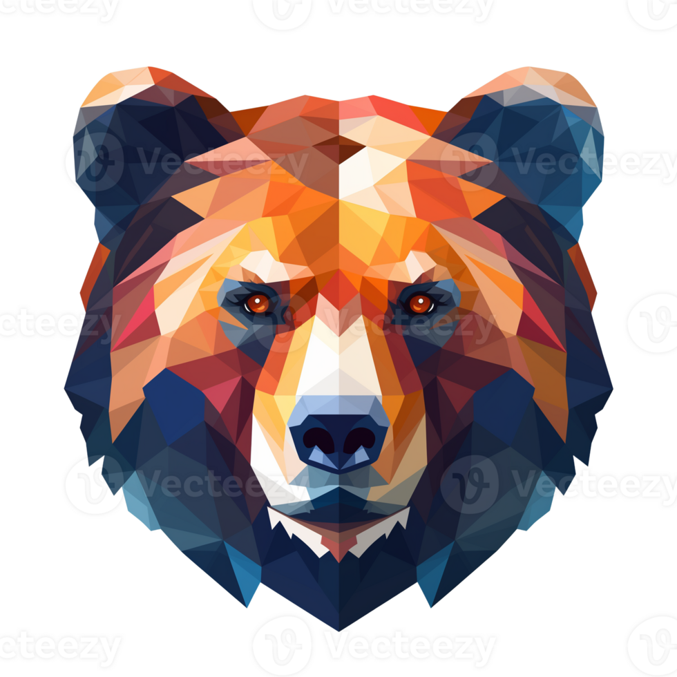 Collection of Colorful Abstract Bear Head Logo Designs Isolated png