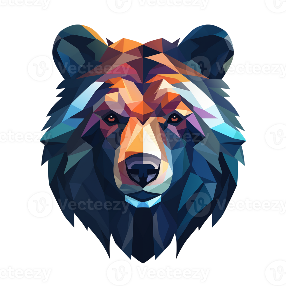Collection of Colorful Abstract Bear Head Logo Designs Isolated png