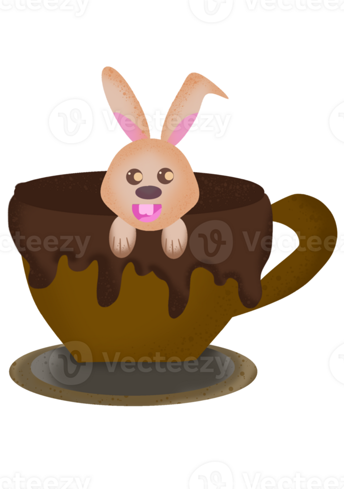 Rabbit in a cocoa cup png