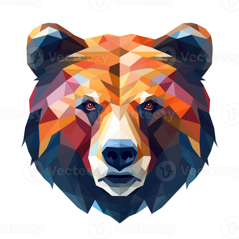 Collection of Colorful Abstract Bear Head Logo Designs Isolated png