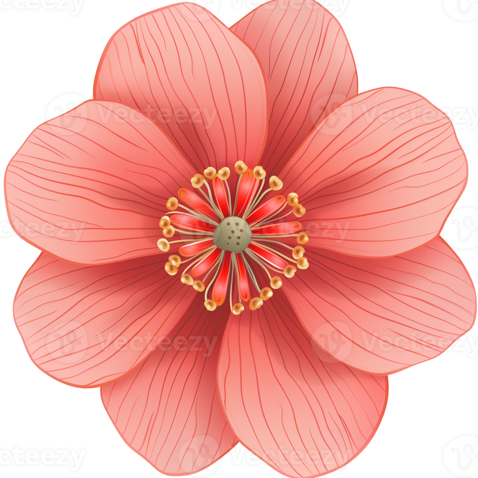 Variety of Top View Flat Flowers Isolated png