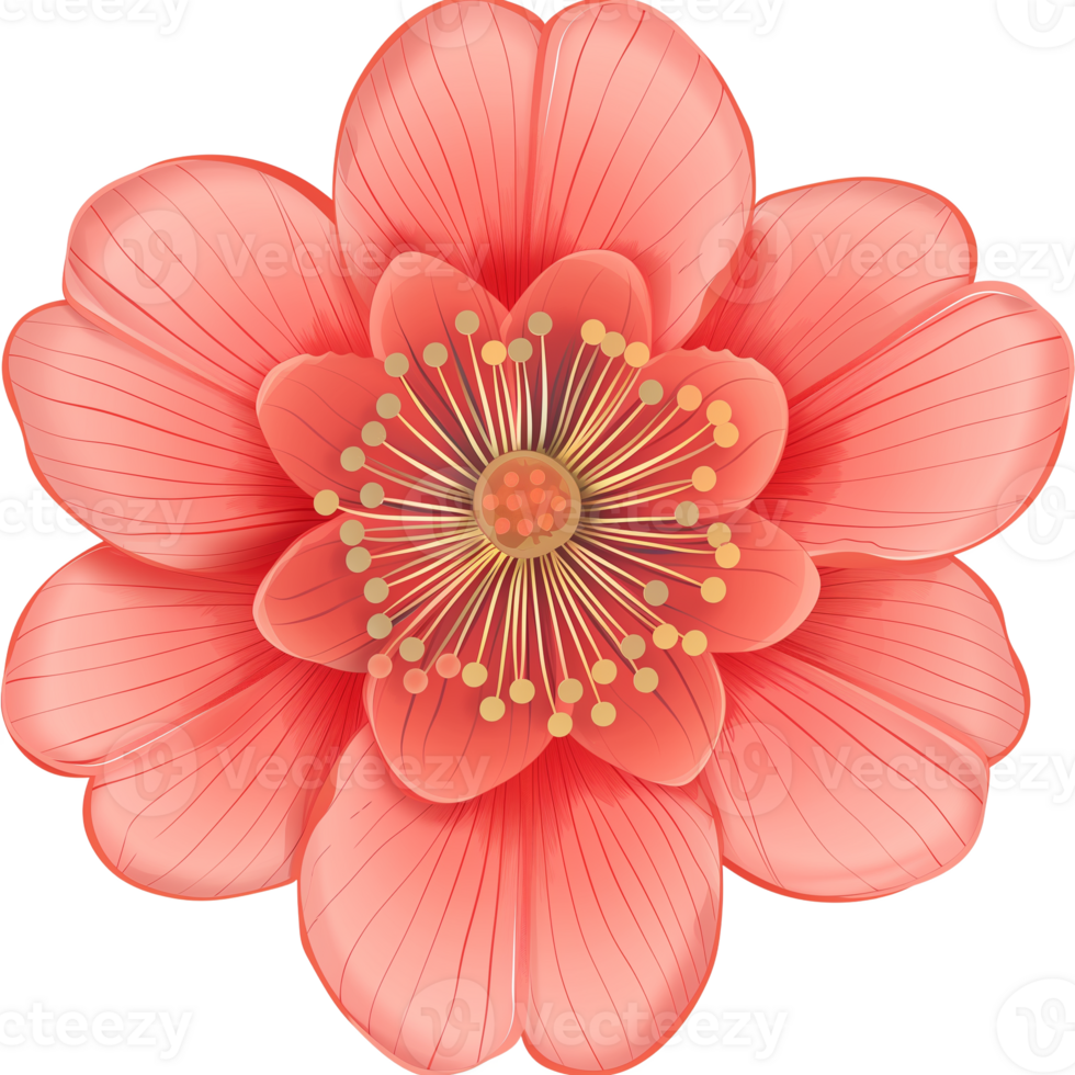 Variety of Top View Flat Flowers Isolated png