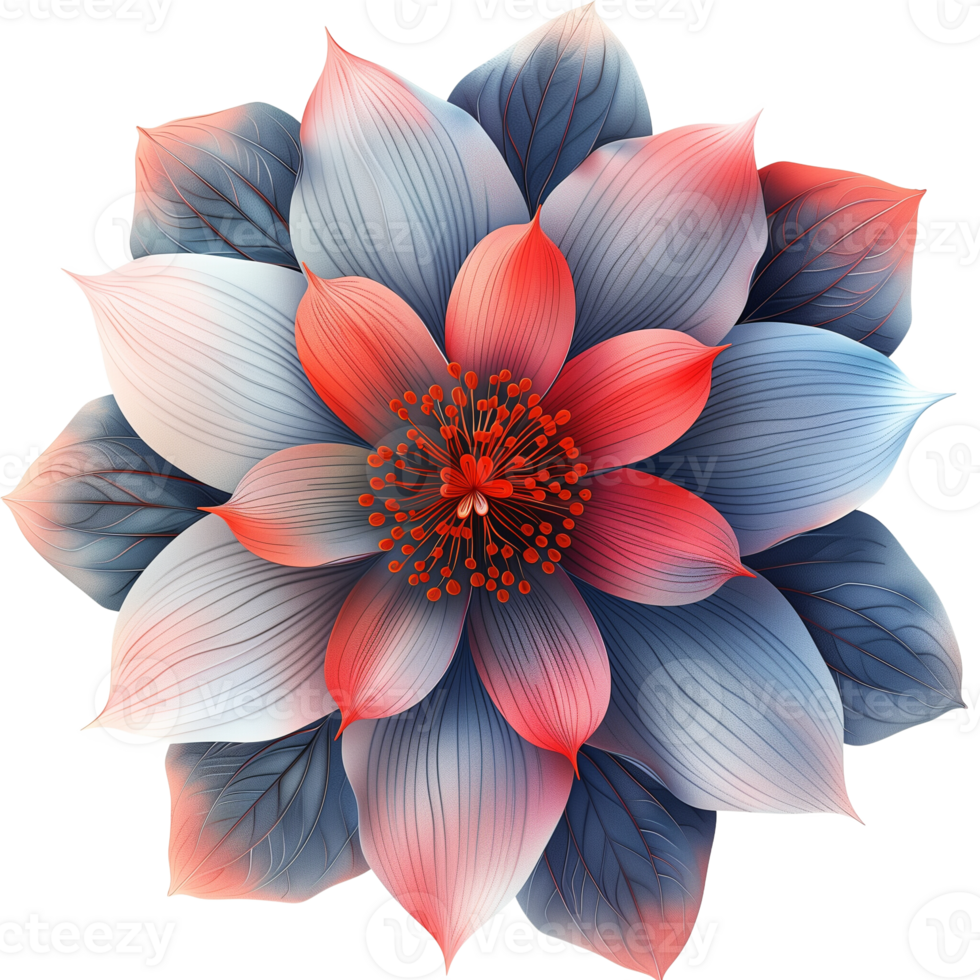 Variety of Top View Flat Flowers Isolated png