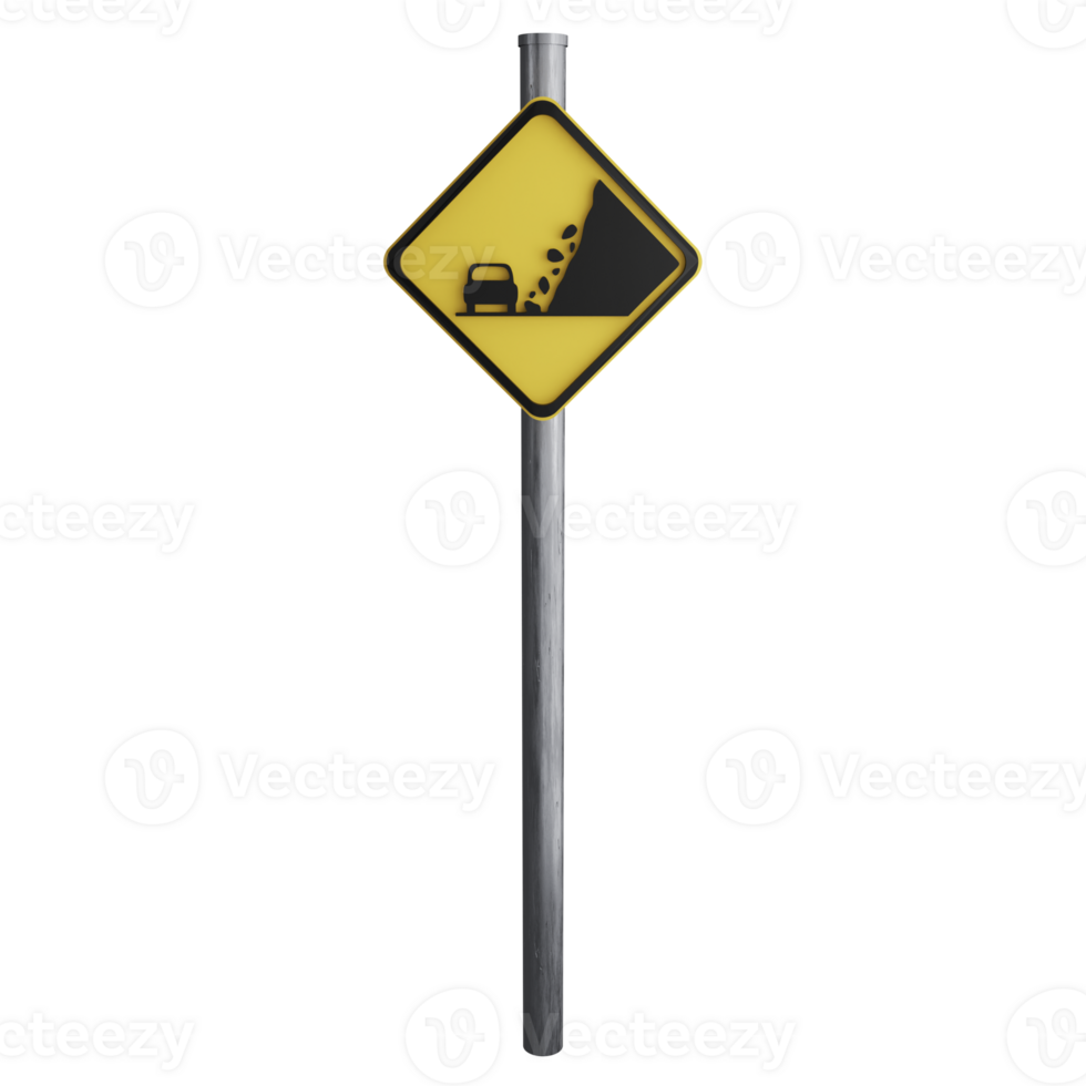 aardverschuiving Oppervlakte teken Aan de weg clip art vlak ontwerp icoon geïsoleerd Aan transparant achtergrond, 3d geven weg teken en verkeer teken concept png