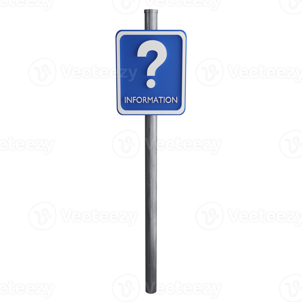 Information sign on the road clipart flat design icon isolated on transparent background, 3D render road sign and traffic sign concept png