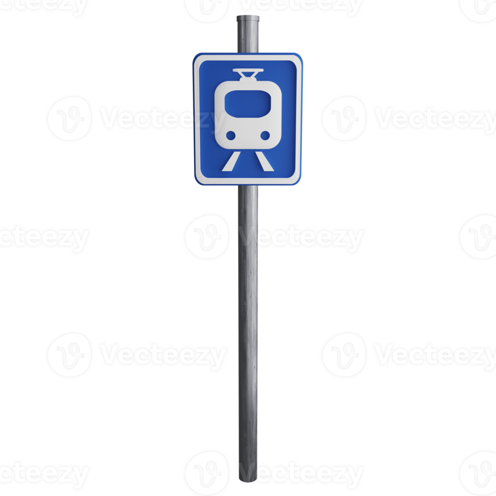 Subway sign on the road clipart flat design icon isolated on transparent background, 3D render road sign and traffic sign concept png