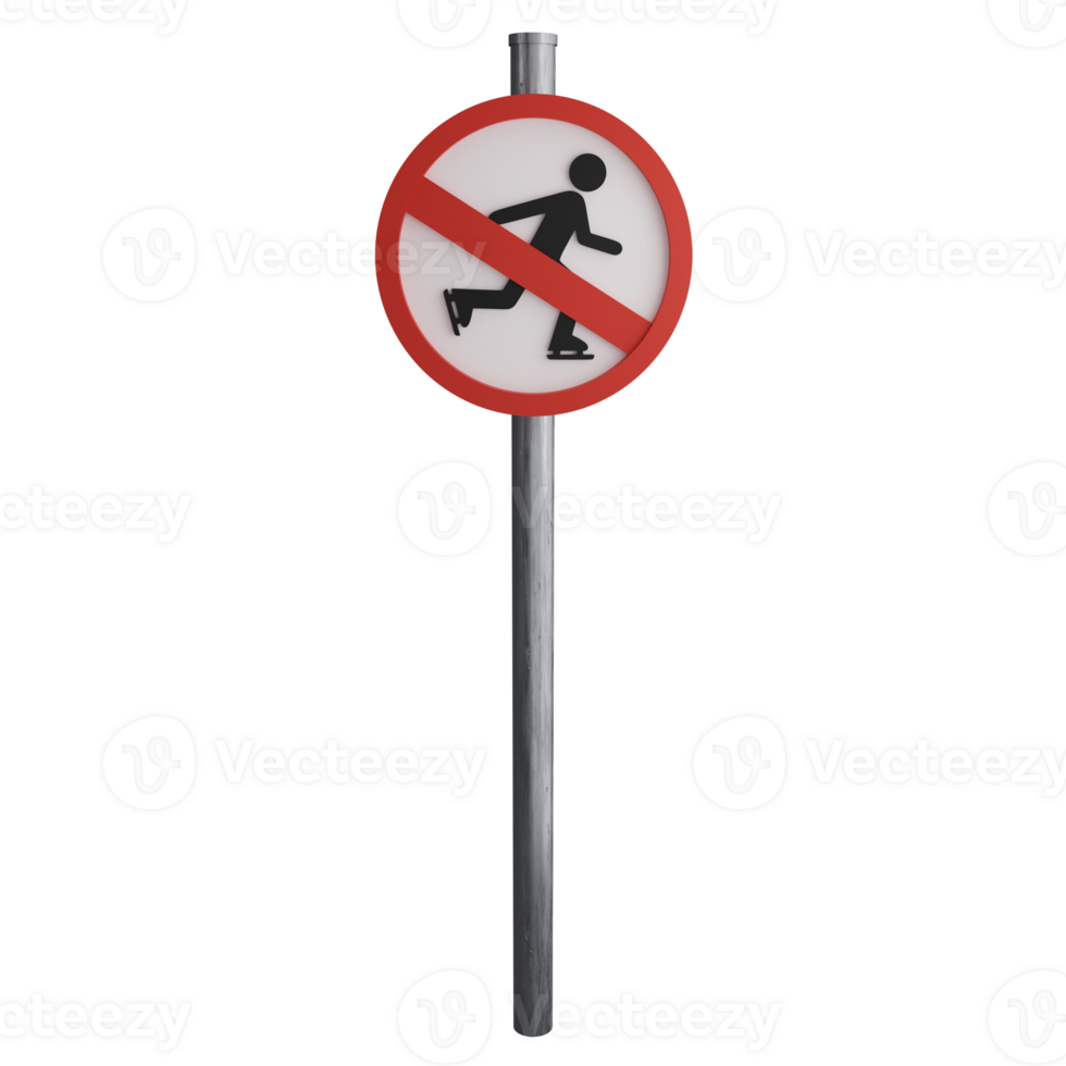 No skating sign on the road clipart flat design icon isolated on transparent background, 3D render road sign and traffic sign concept png