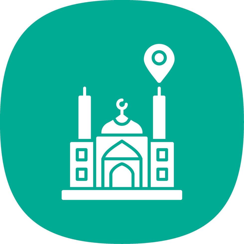 Mosque Location Glyph Curve Icon vector