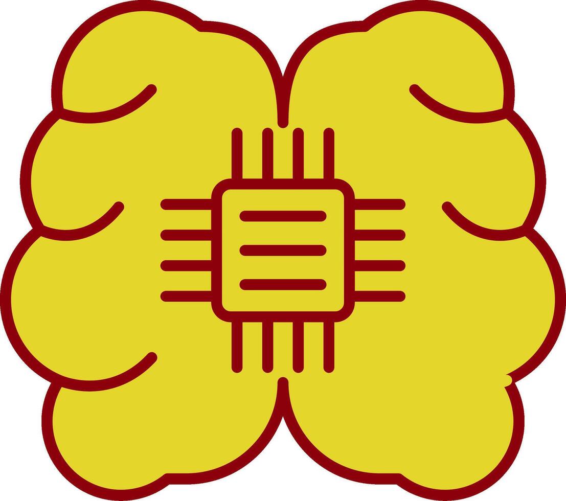 Brain Glyph Curve Icon vector
