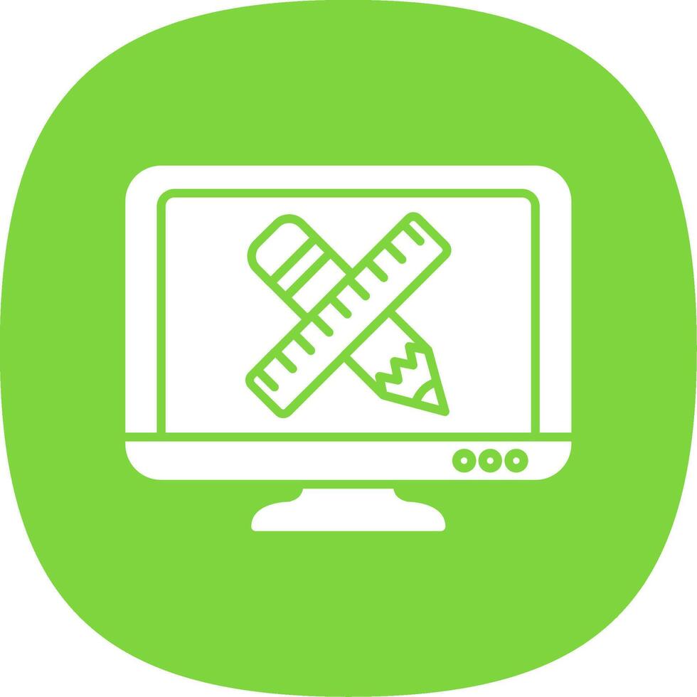Pencil And Ruler Glyph Curve Icon vector