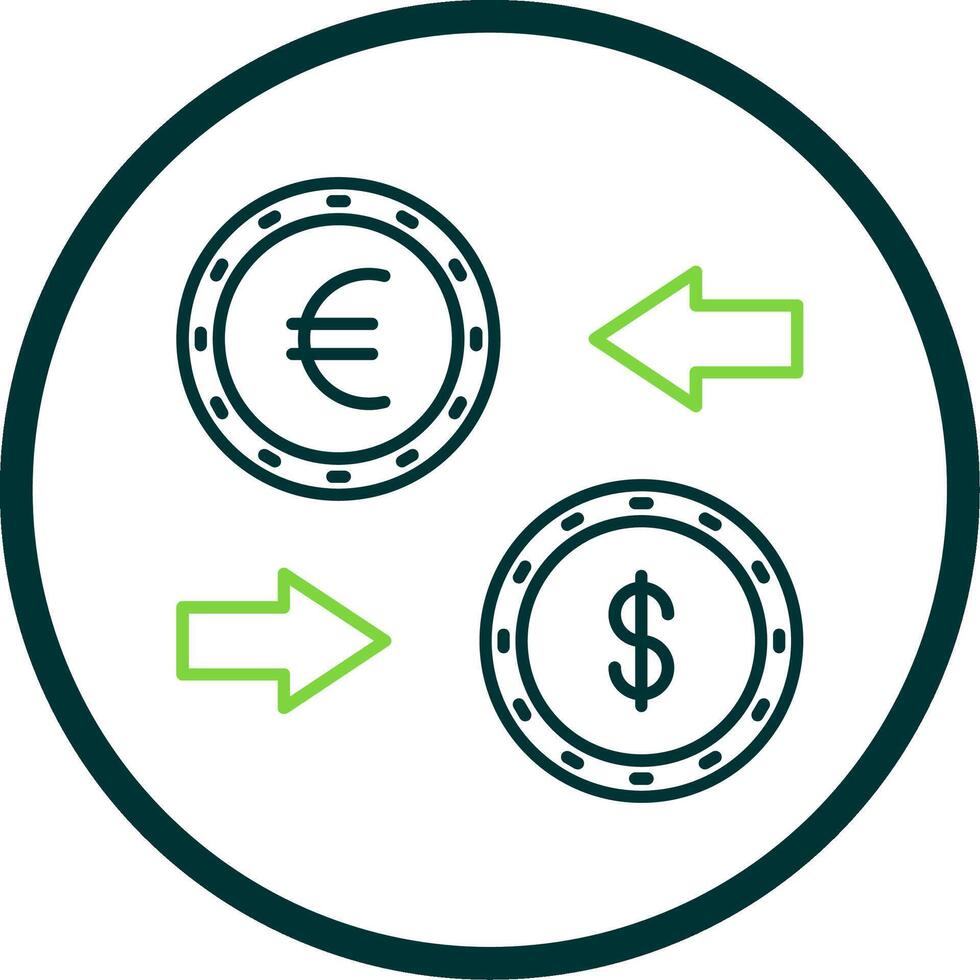 Currency Exchange Line Circle Icon vector