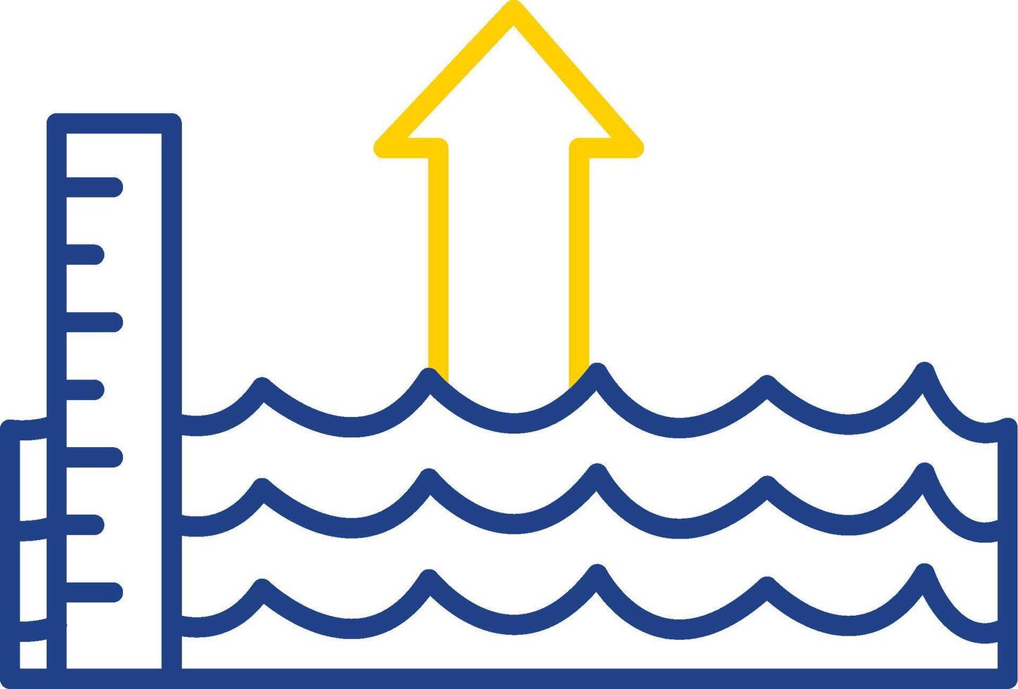 Sea Level Rise Line Two Color Icon vector