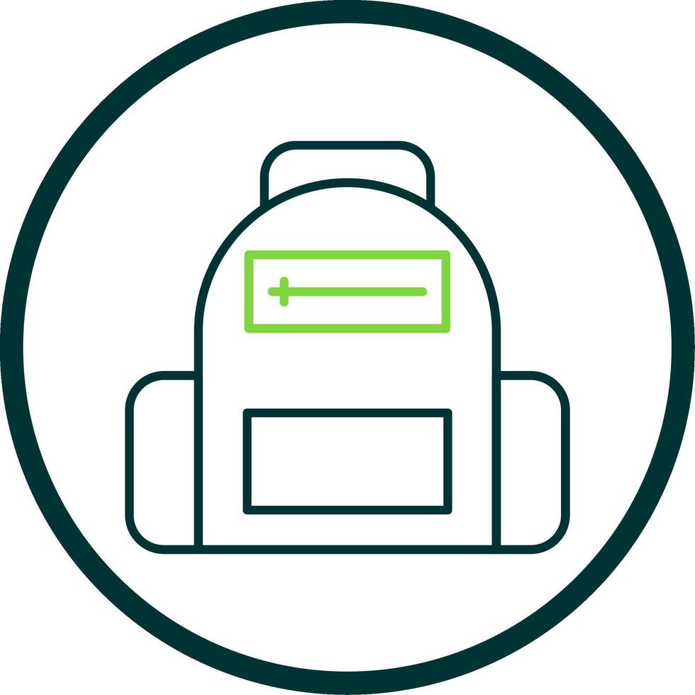 School Bag Line Circle Icon vector