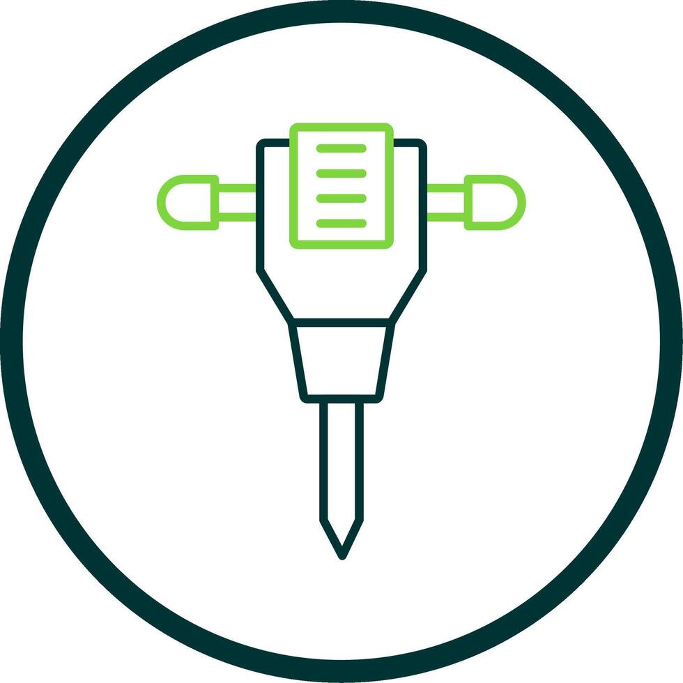 Jack Hammer Line Circle Icon vector