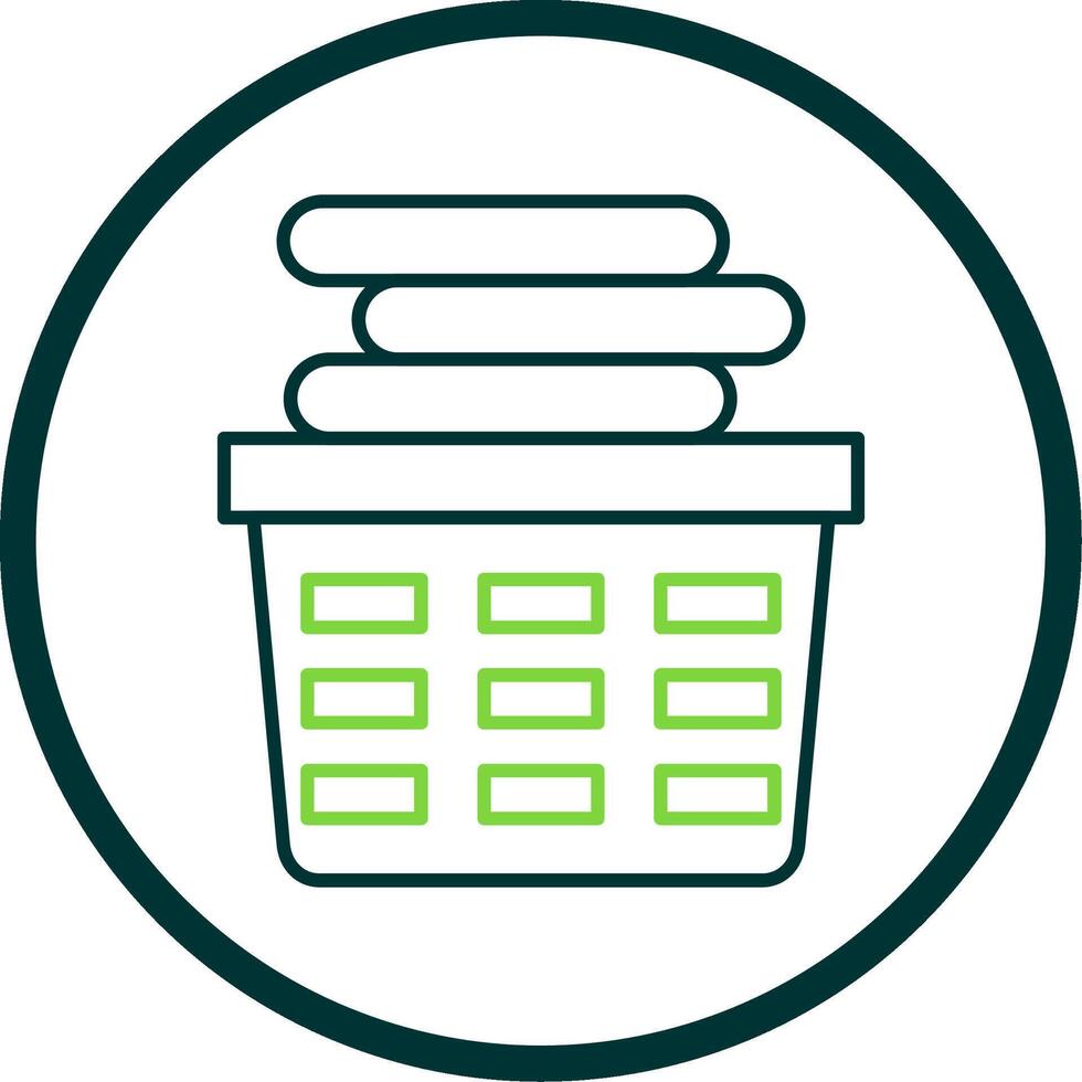 Laundry Basket Line Circle Icon vector