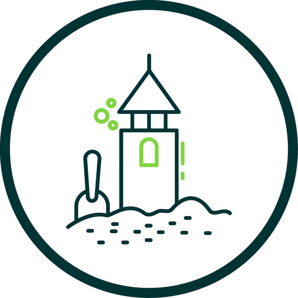 Sand Castle Line Circle Icon vector