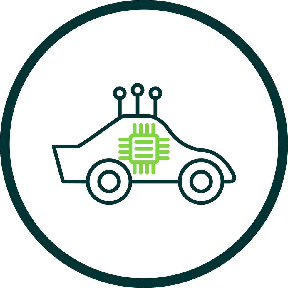 Autonomous Car Line Circle Icon vector