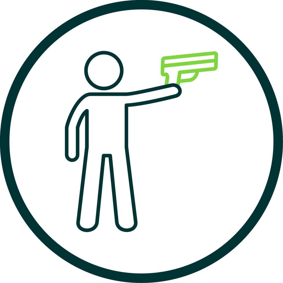 Policeman Holding Gun Line Circle Icon vector