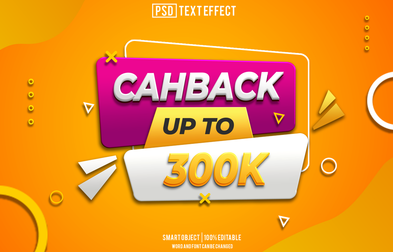 cashback 300k text effect, font editable, typography, 3d text, for background banner psd