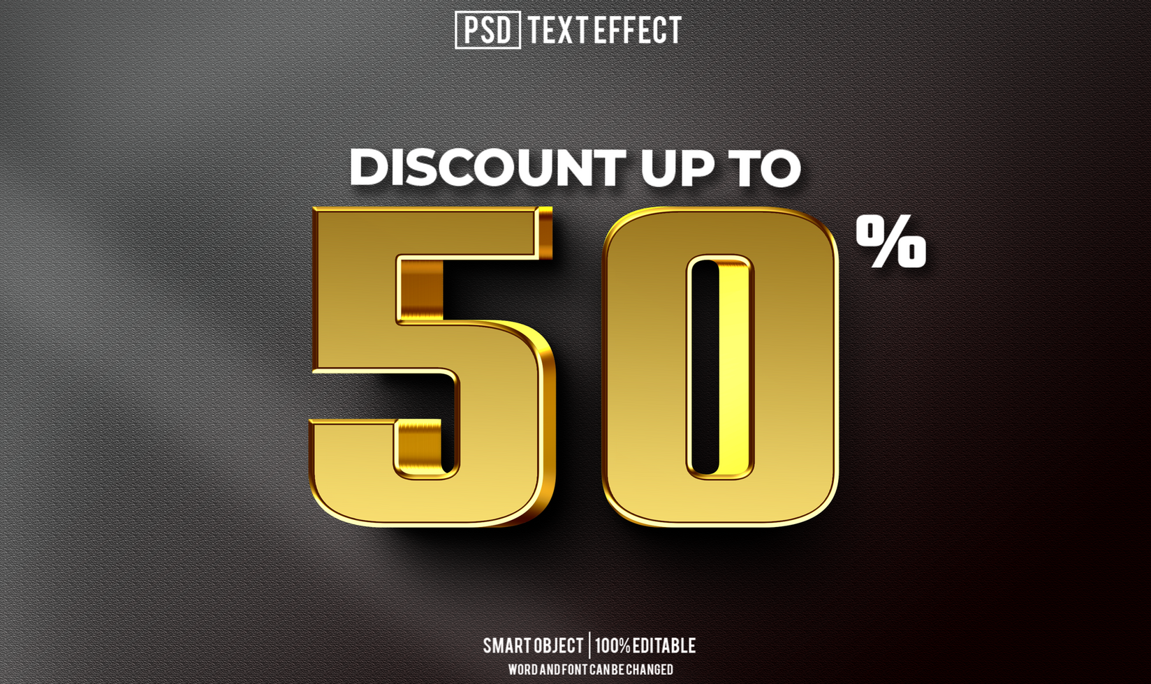 discount 50 percent text effect, font editable, typography, 3d text psd