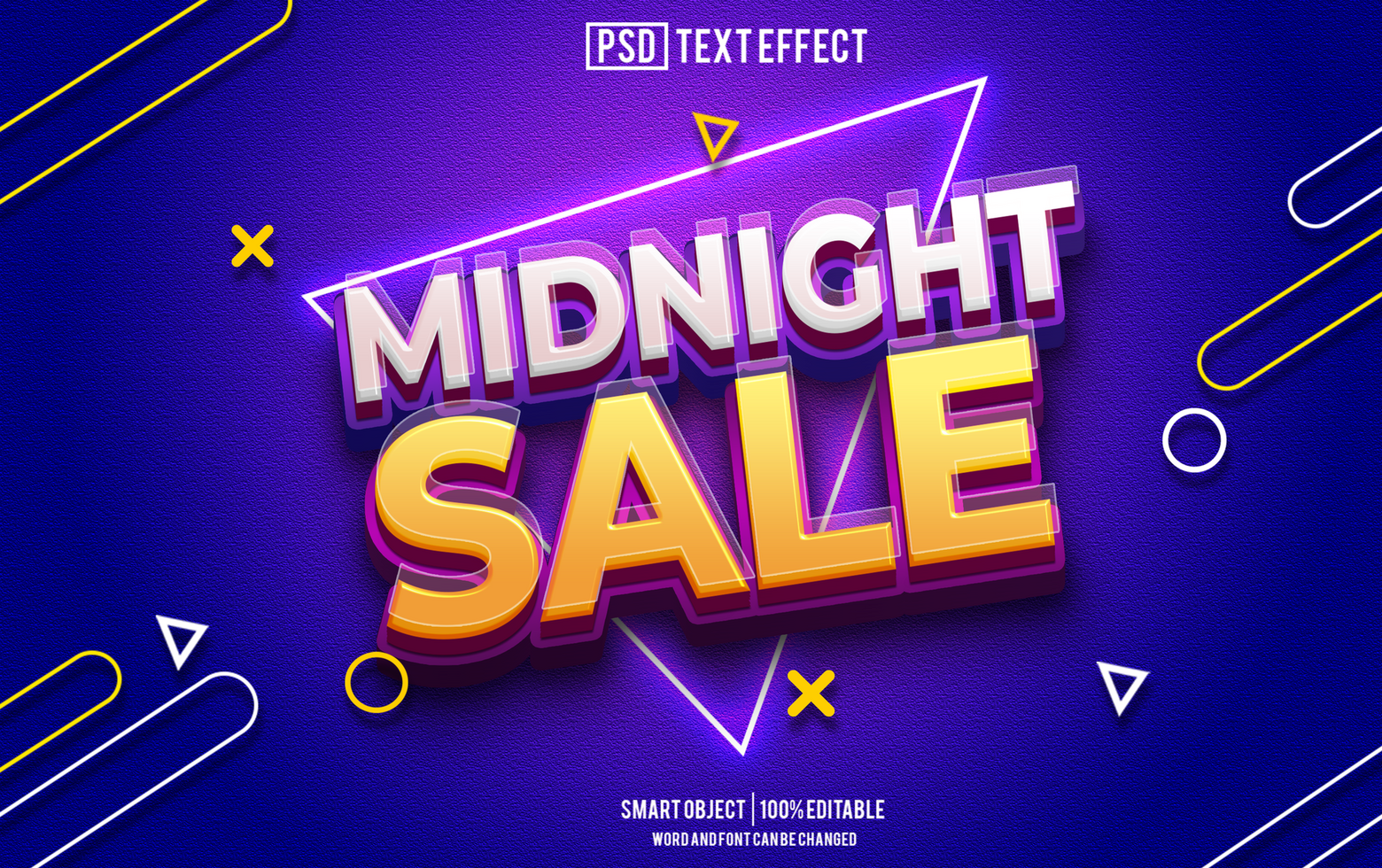 midnight sale text effect, font editable, typography, 3d text. psd