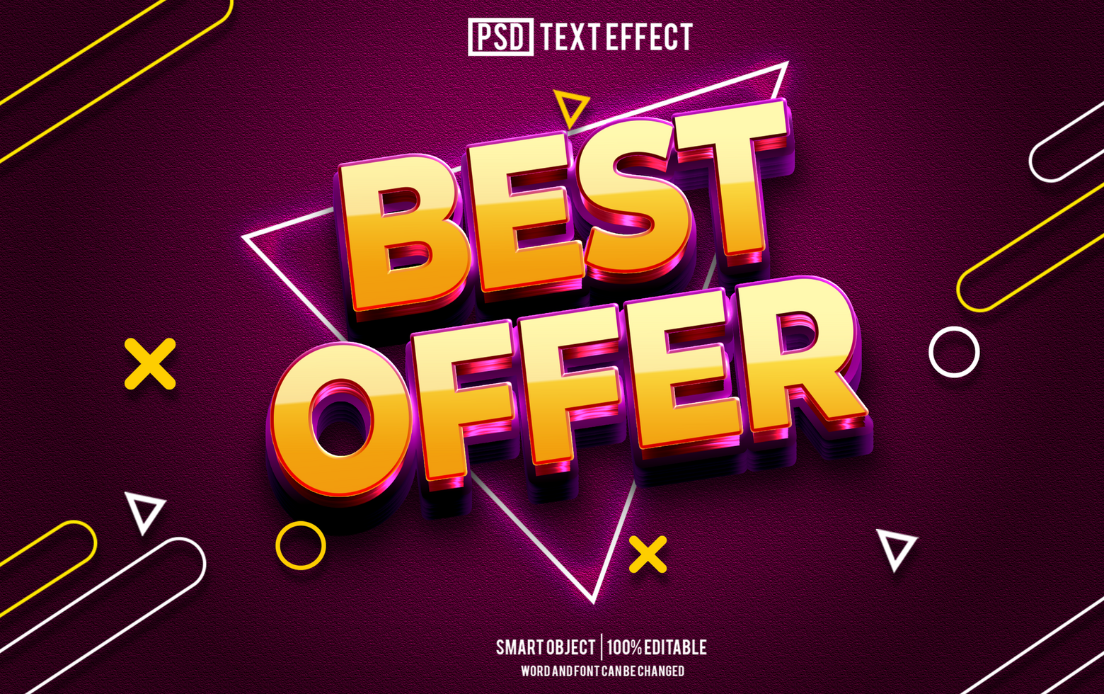 best offer text effect, font editable, typography, 3d text. psd