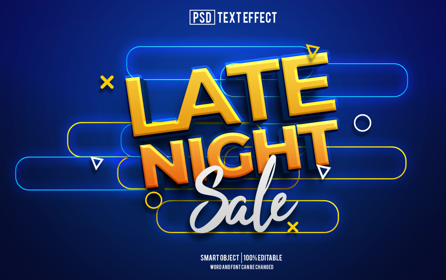 late night sale text effect, font editable, typography, 3d text. psd