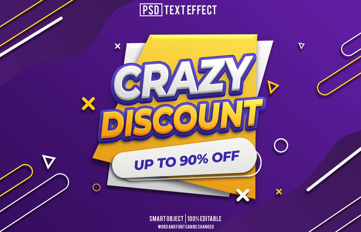 crazy discount text effect, font editable, typography, 3d text, for background banner psd