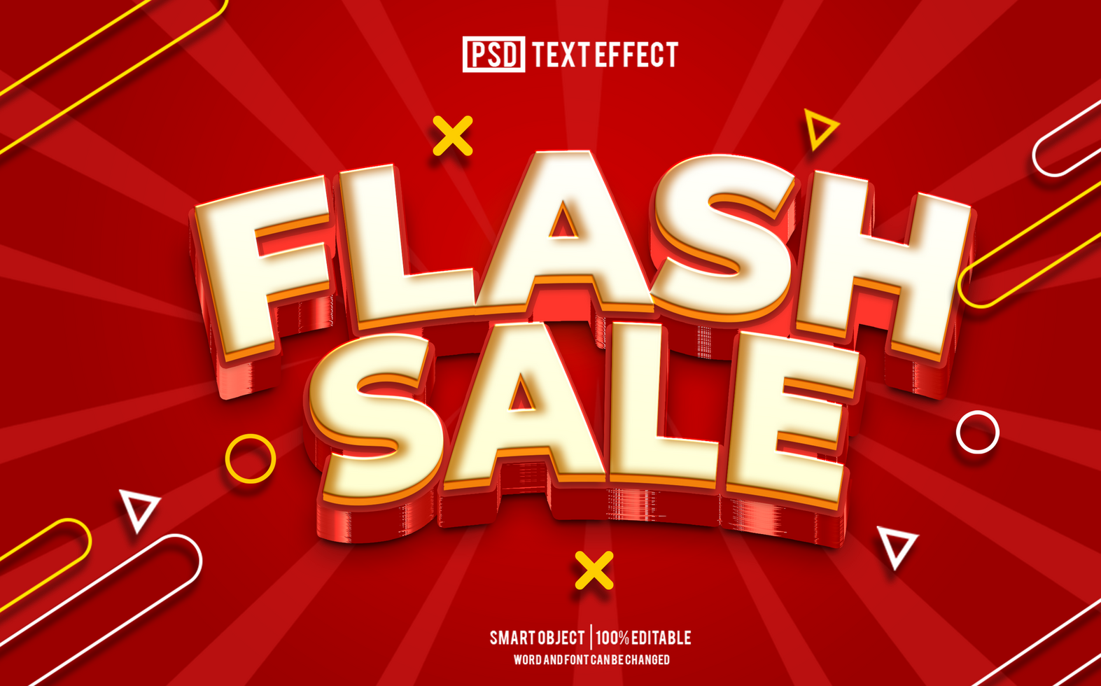 flash sale text effect, font editable, typography, 3d text psd