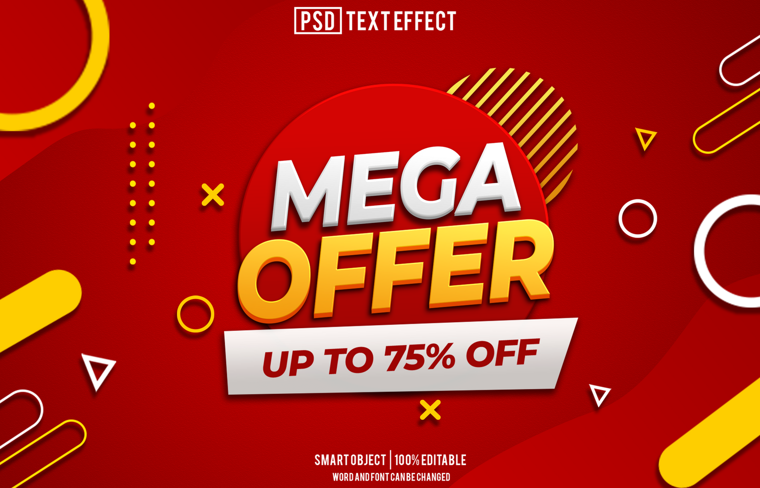 mega offer text effect, font editable, typography, 3d text, for background banner psd