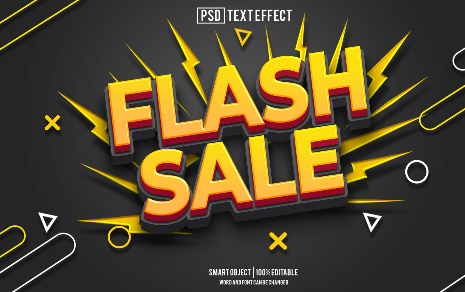 flash sale text effect, font editable, typography, 3d text. psd