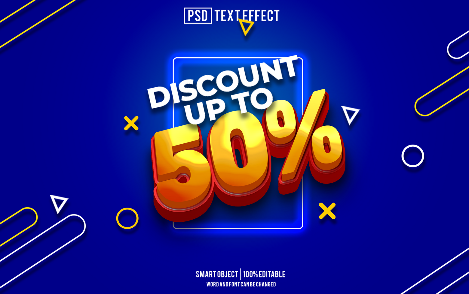 discount 50 percent ext effect, font editable, typography, 3d text. psd