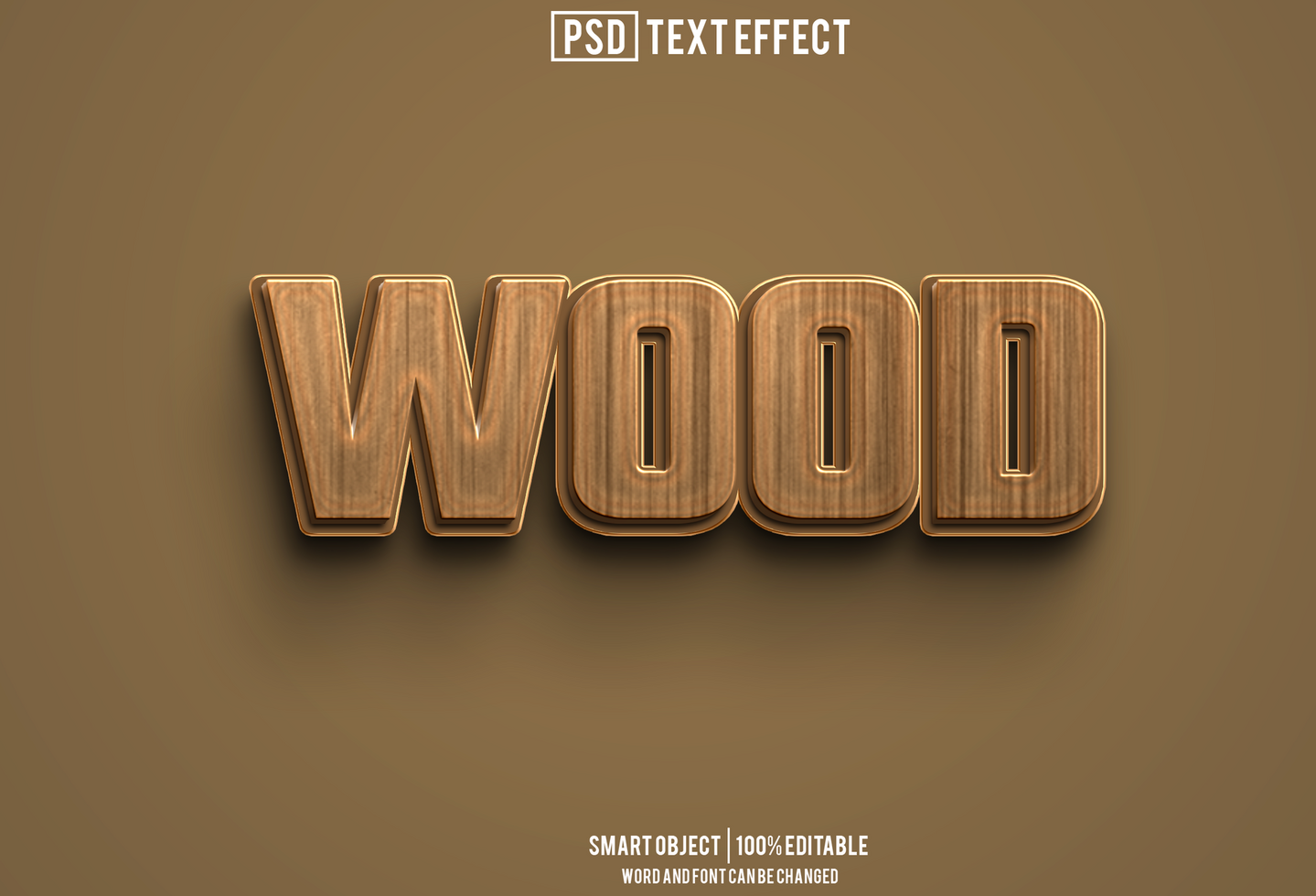 wood text effect, font editable, typography, 3d text psd