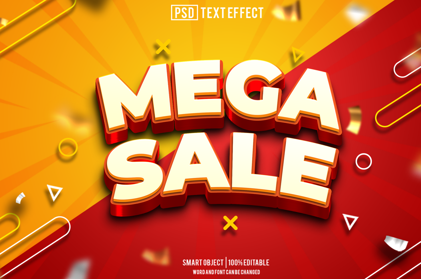 mega sale text effect, font editable, typography, 3d text. for background banner psd