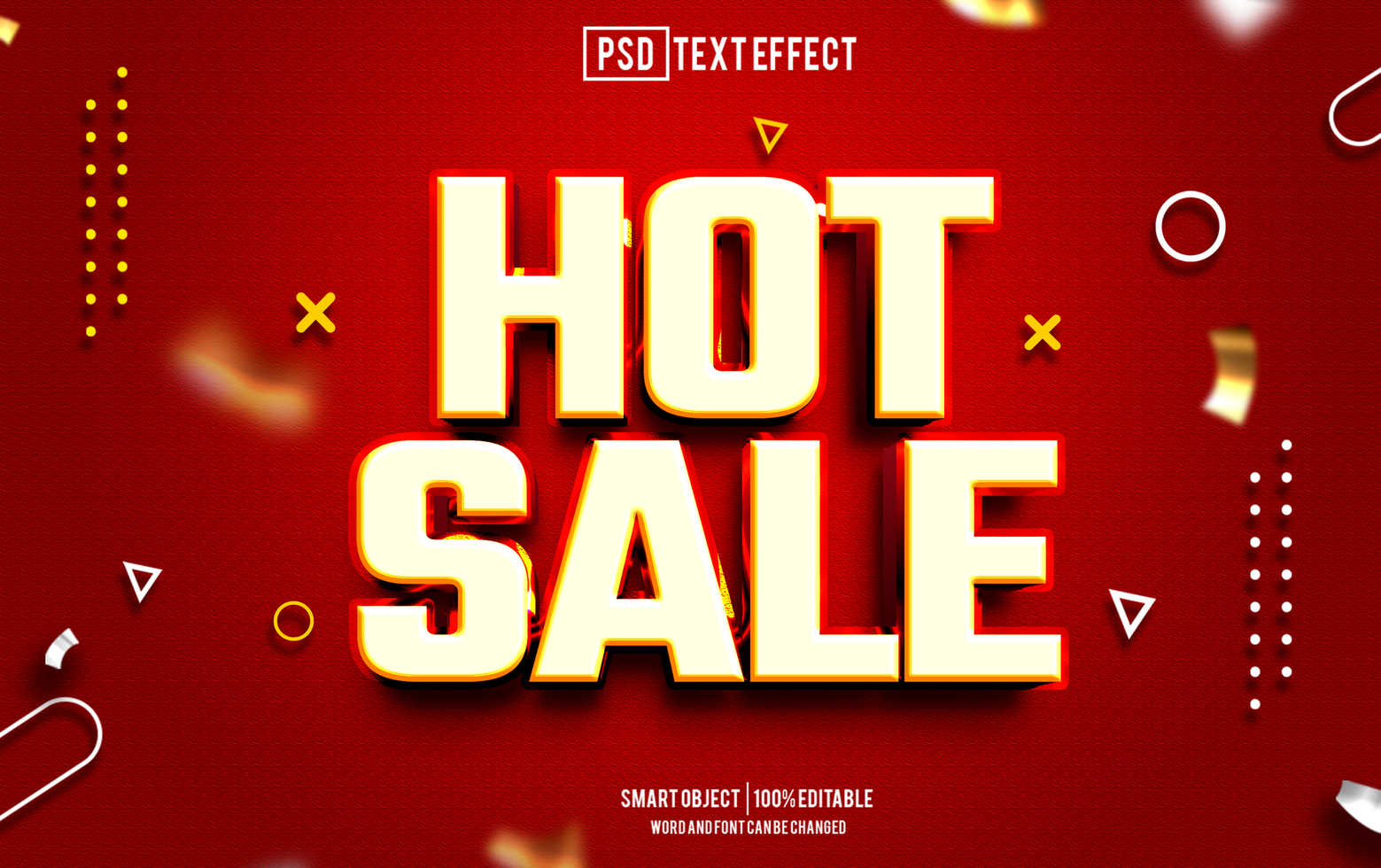 hot sale text effect, font editable, typography, 3d text. for background banner psd