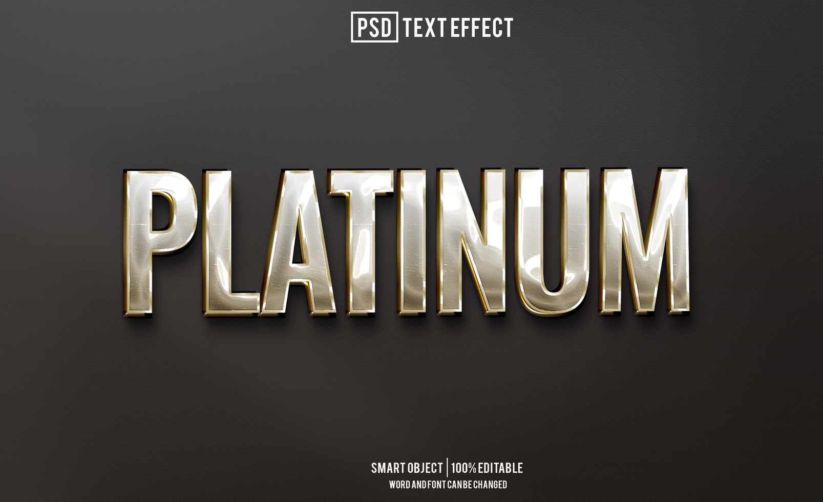 platinum text effect, font editable, typography, 3d text psd