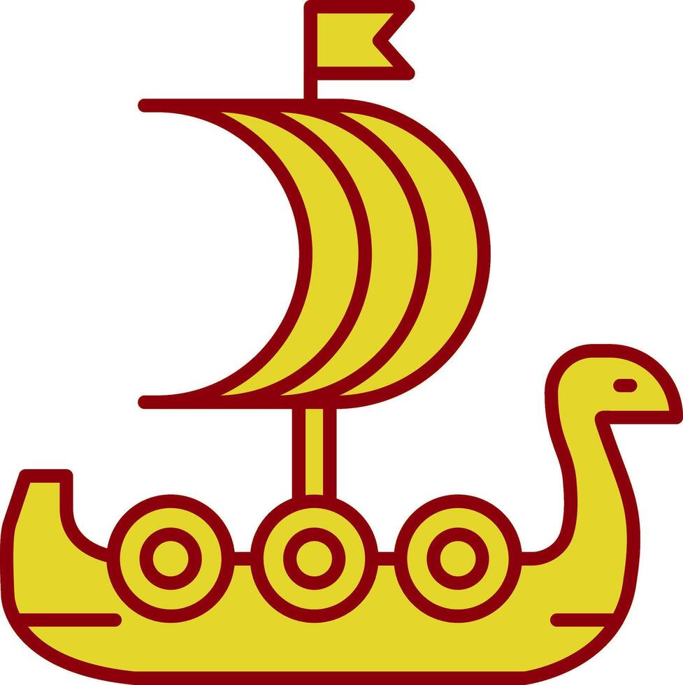 Viking Ship Glyph Curve Icon vector