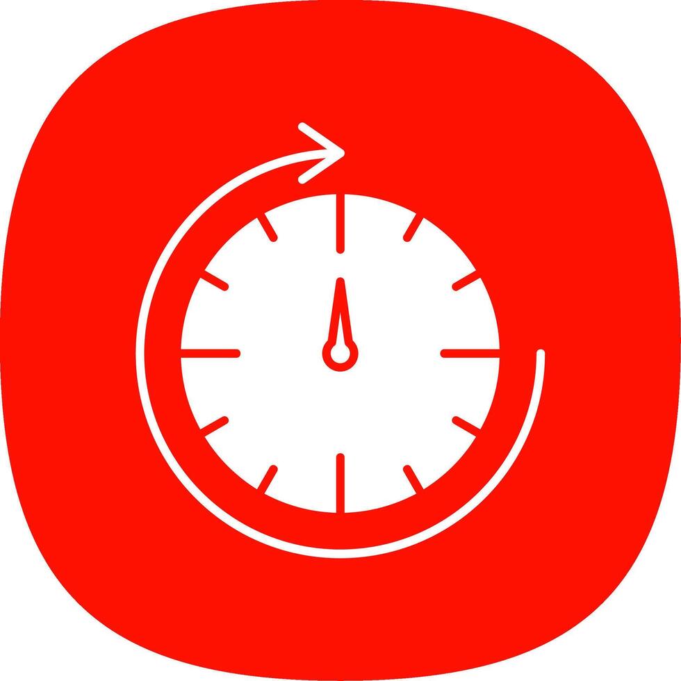 Round Clock Glyph Curve Icon vector