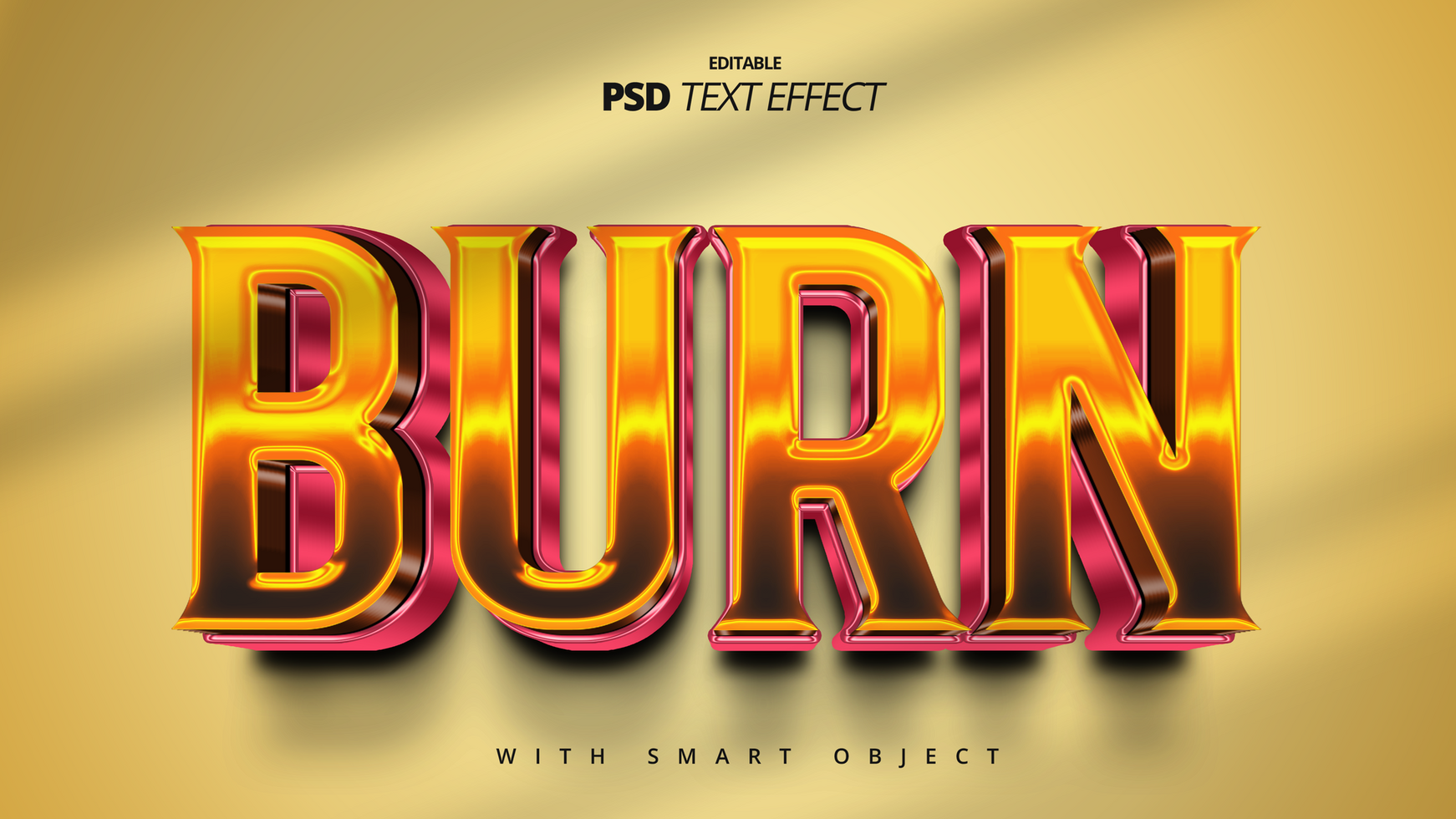 golden burning shiny 3d movie title text effect editable template design psd