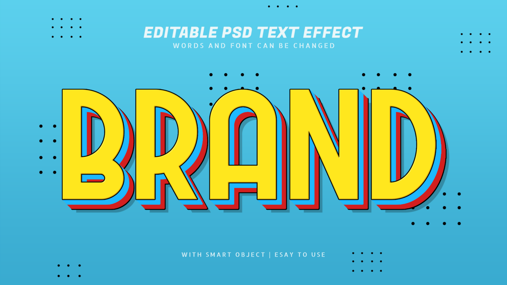 Yellow brand modern 3d style text effect editable psd