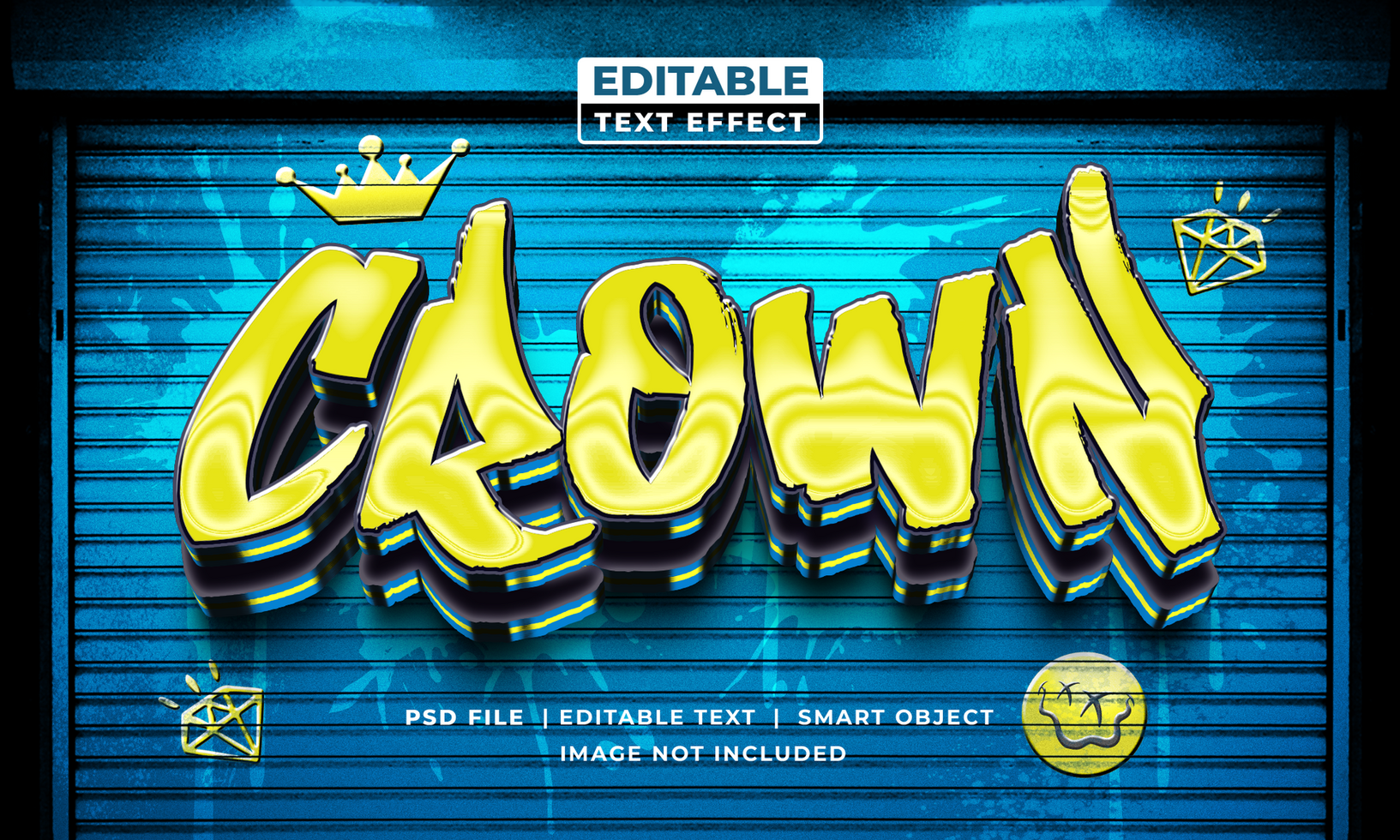 Crown graffity editable text effect style psd
