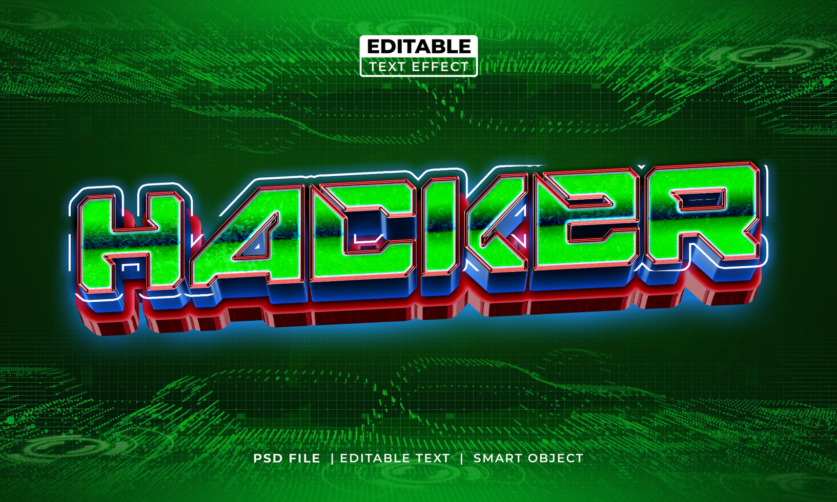 Hacker editable text effect style psd