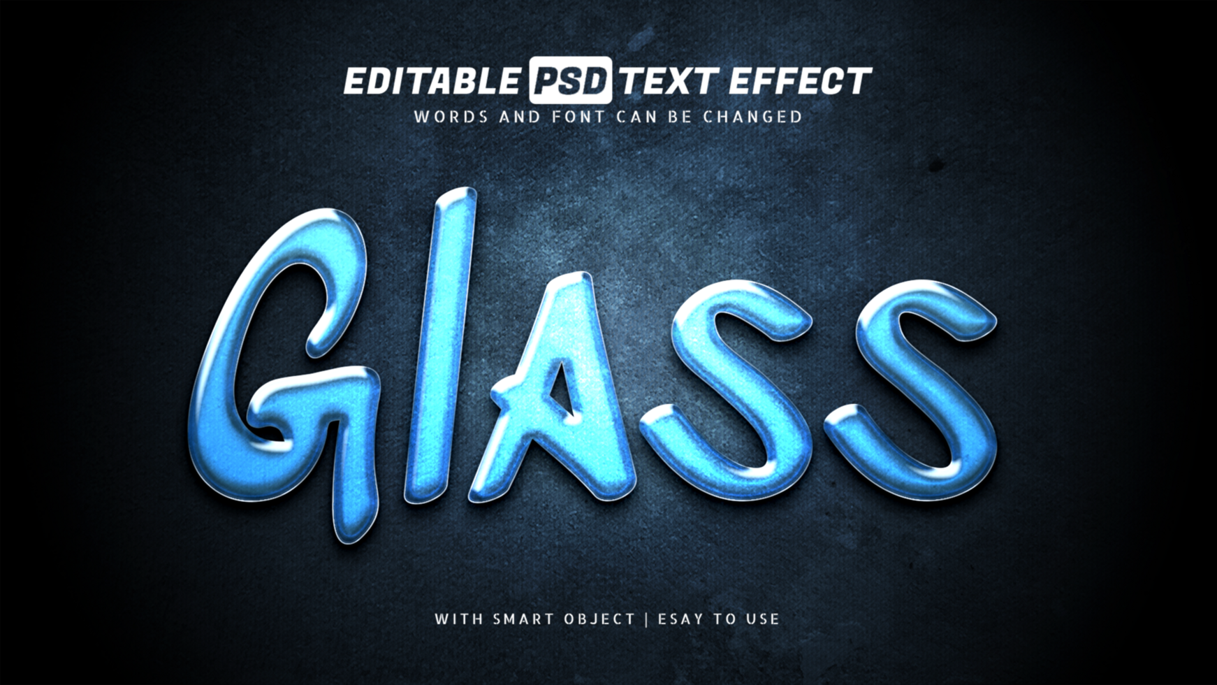Glass text effect editable psd