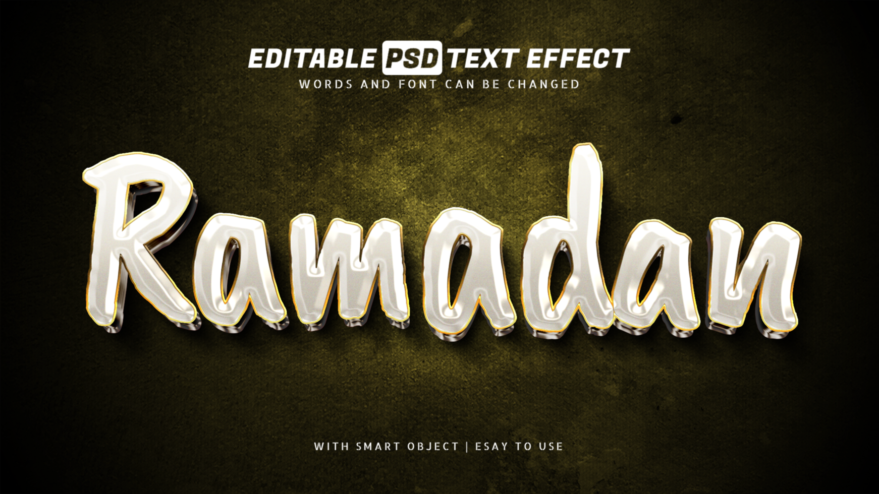 Ramadan kareem gold text effect editable psd