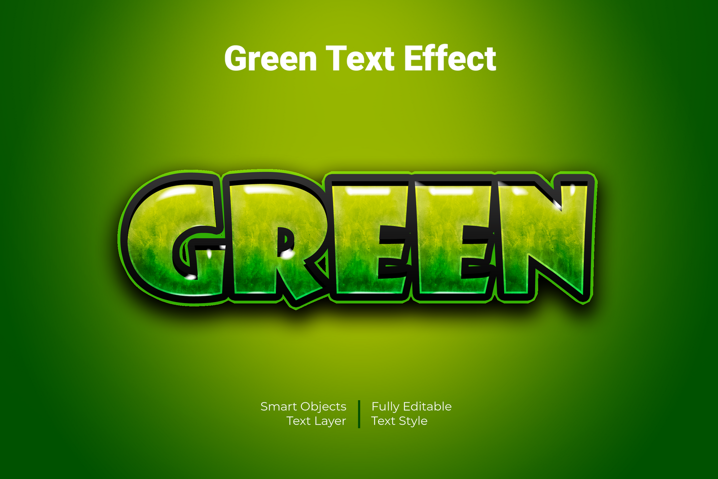 Green Text Style Effect Mockup psd