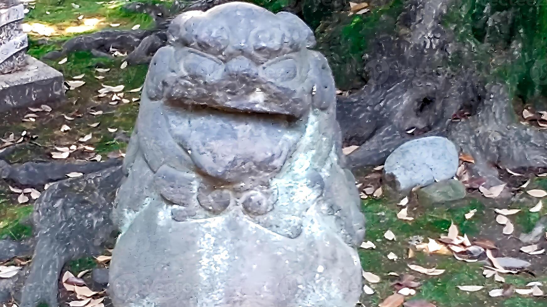 Shrine guardian dog Mimeguri Shrine,is a shrine located in Mukojima, Sumida Ward, Tokyo, Japan. photo