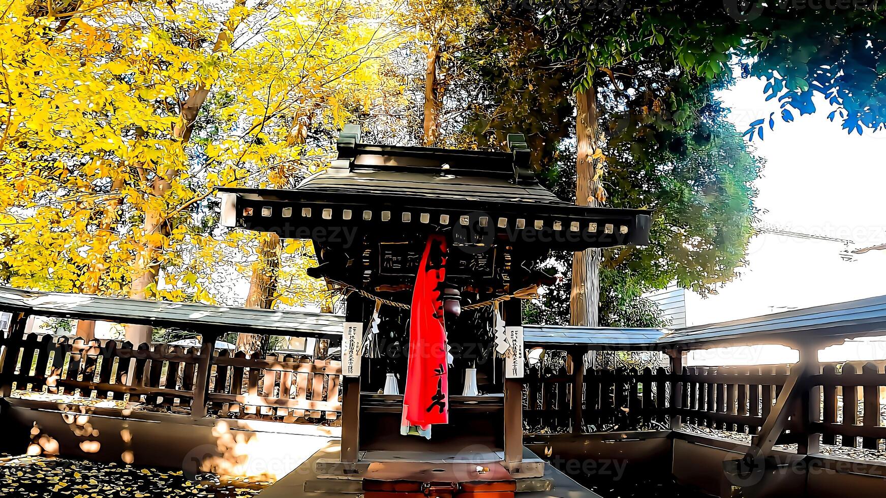 Sarutahiko Shrine is a small shrine that suddenly appears in a residential area of Motomanuma, Suginami Ward, Tokyo, Japan. It was probably surrounded by forests and rice fields in the past. photo