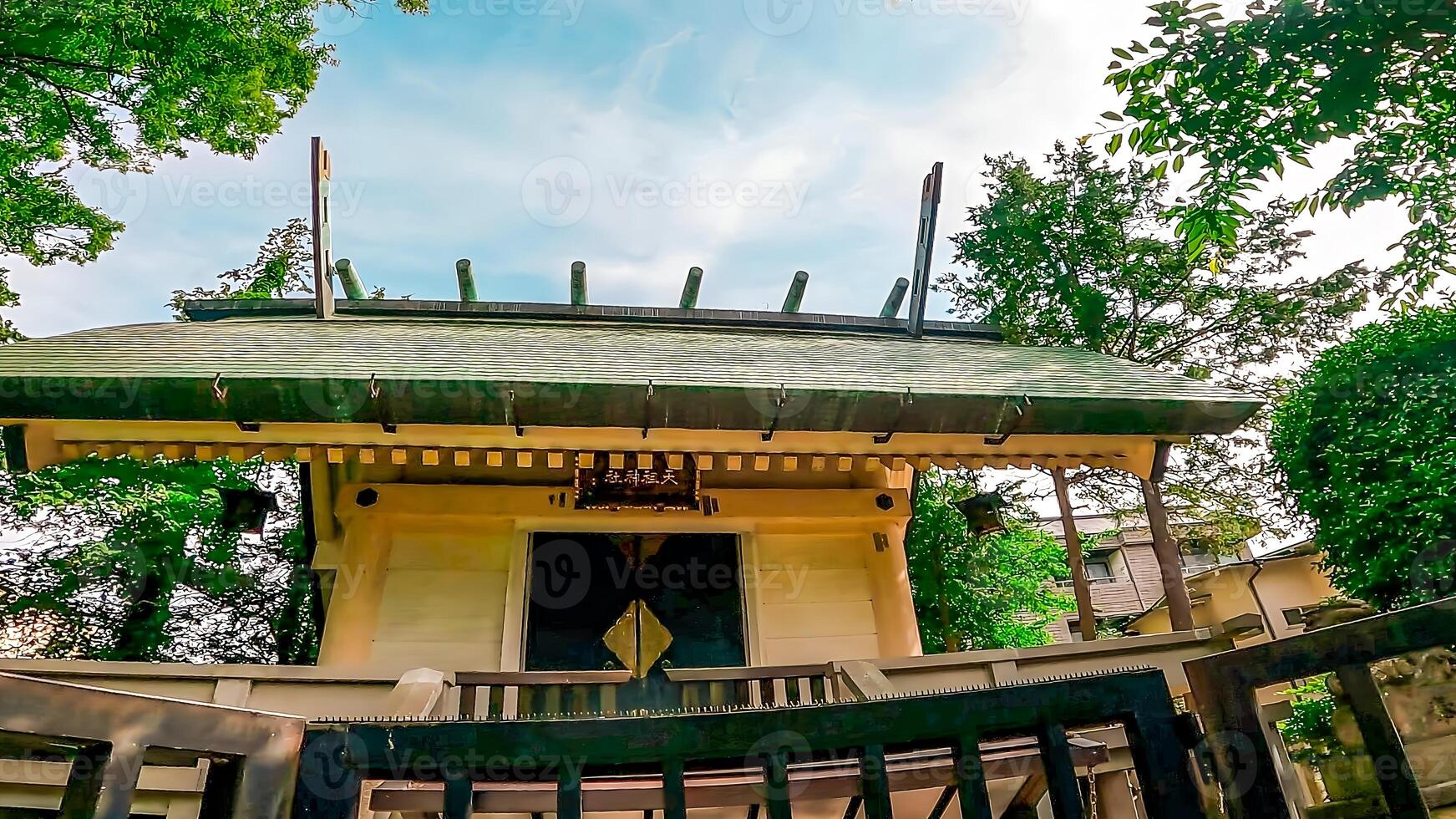Shrine worship hall Kamimachi Tenso Shrine,a shrine in Setagaya, Tokyo, Japan Adjacent to a park, it is located in the back of a clean space. photo